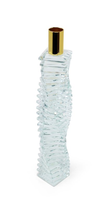 12" Clear And Gold Twisted Crystal Tabletop Taper Candlestick - Image 3