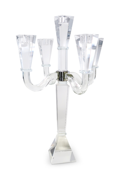 20" Clear Faceted Crystal Tabletop Candelabra Candle Holder - Image 3