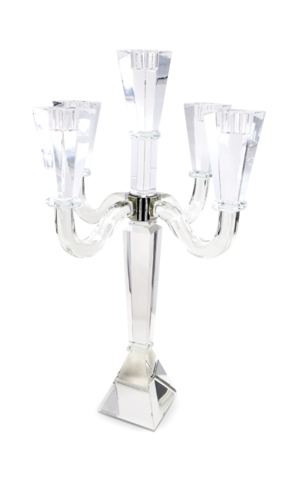 20" Clear Faceted Crystal Tabletop Candelabra Candle Holder - Image 5
