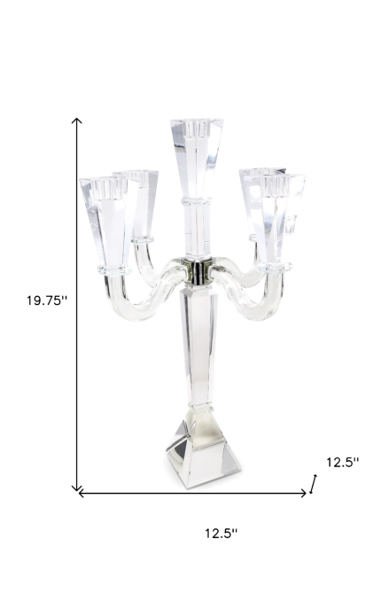 20" Clear Faceted Crystal Tabletop Candelabra Candle Holder - Image 6