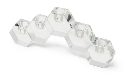 5" Clear Crystal Geometric Tabletop Candelabra Candle Holder - Image 3