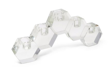 5" Clear Crystal Geometric Tabletop Candelabra Candle Holder - Image 4