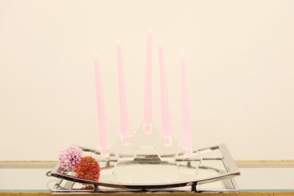 5" Clear Crystal Geometric Tabletop Candelabra Candle Holder - Image 7