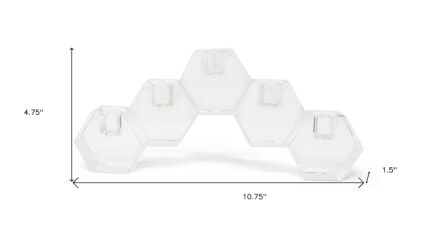 5" Clear Crystal Geometric Tabletop Candelabra Candle Holder - Image 8