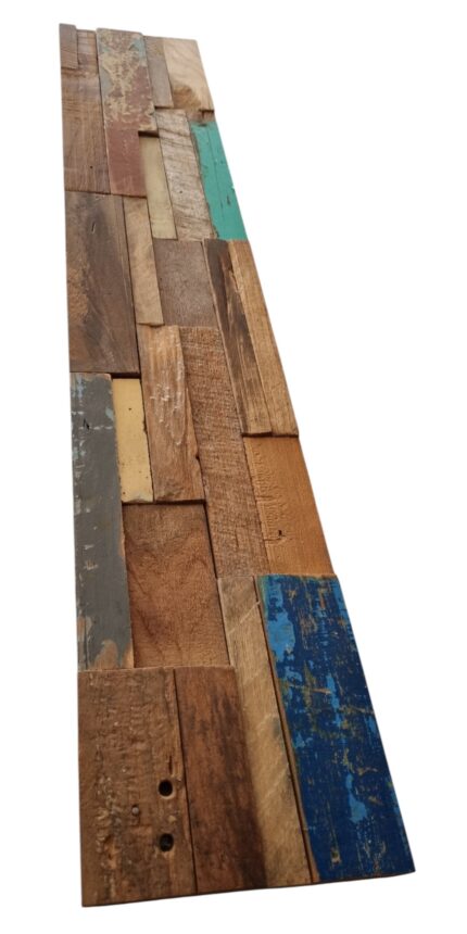 Blue Natural And Navy Blue 3D Embossed Teak Decorative Wall Panel - Image 6