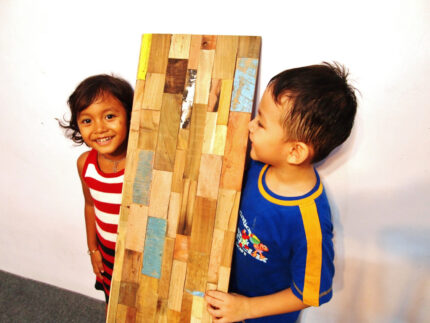Blue Natural And Navy Blue 3D Embossed Teak Decorative Wall Panel - Image 17