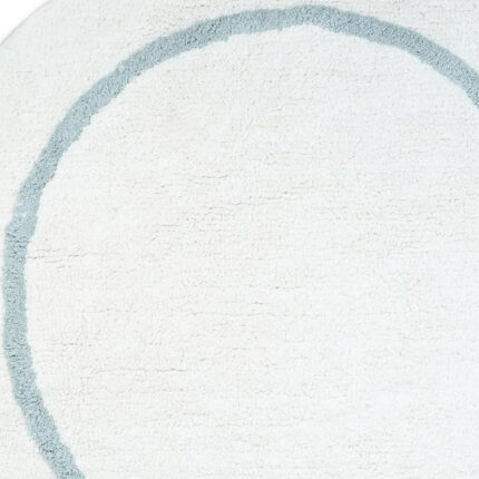 32" Baby Blue And White Cotton Round Geometric Bath Rug - Image 3