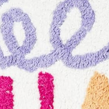 32" White Purple And Green Cotton Be Happy Youthful Bath Rug - Image 4