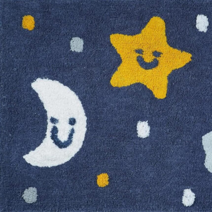 32" White Blue And Yellow Cotton Clouds and Stars Youthful Bath Rug - Image 5