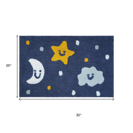 32" White Blue And Yellow Cotton Clouds and Stars Youthful Bath Rug - Image 6