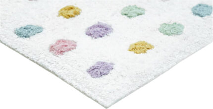 32" White Purple And Pink Cotton Polka Dots Bath Rug - Image 3