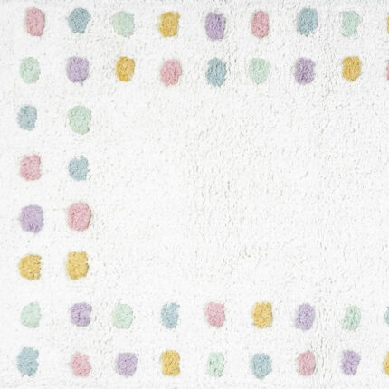 32" White Purple And Pink Cotton Polka Dots Bath Rug - Image 4