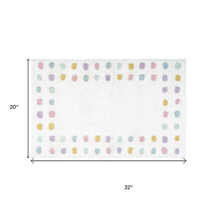 32" White Purple And Pink Cotton Polka Dots Bath Rug - Image 6