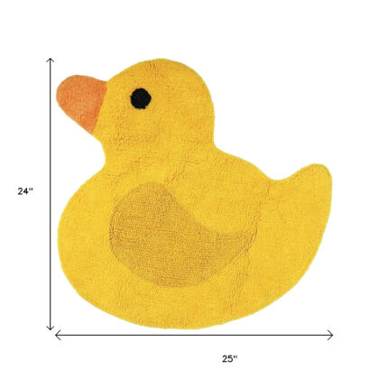 25" Yellow Cotton Rubber Duckie Youthful Bath Rug - Image 6