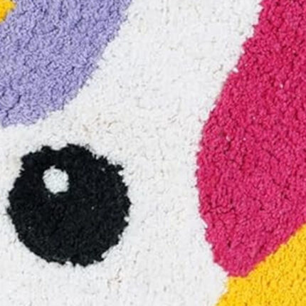32" Pink And Yellow Cotton Unicorns Youthful Bath Rug - Image 4