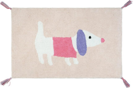 32" Pink And Purple Cotton Dog Youthful Bath Rug - Image 1