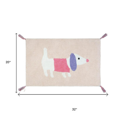 32" Pink And Purple Cotton Dog Youthful Bath Rug - Image 5