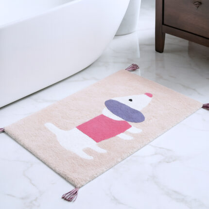 32" Pink And Purple Cotton Dog Youthful Bath Rug - Image 2