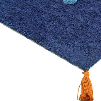 32" Blue Orange And White Cotton Dog Youthful Bath Rug - Image 5