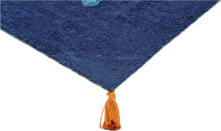 32" Blue Orange And White Cotton Dog Youthful Bath Rug - Image 3
