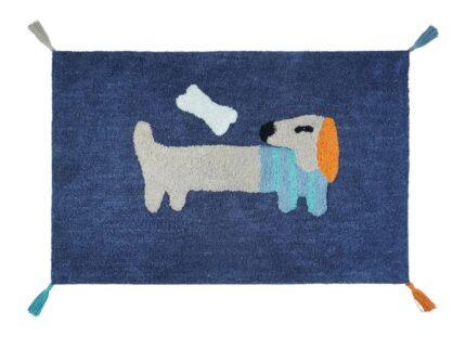 32" Blue Orange And White Cotton Dog Youthful Bath Rug - Image 2