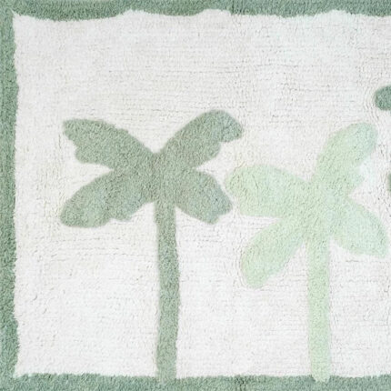32" Green And White Cotton Palm Trees Bath Rug - Image 3