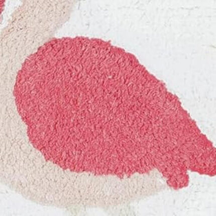 32" Pink And White Cotton Flamingo Bath Rug - Image 4