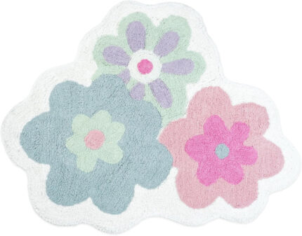 32" Pink And White Cotton Flowers Floral Bath Rug - Image 2