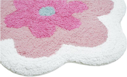 32" Pink And White Cotton Flowers Floral Bath Rug - Image 3