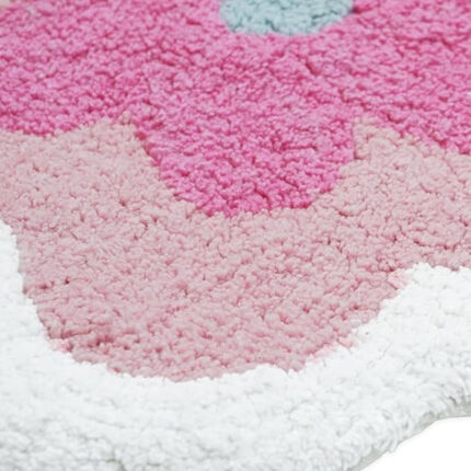 32" Pink And White Cotton Flowers Floral Bath Rug - Image 7