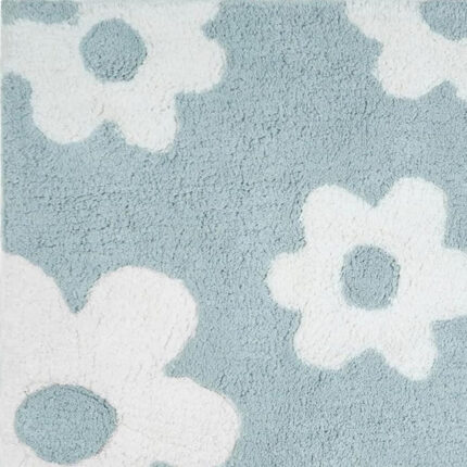 32" Blue And White Cotton Floral Bath Rug - Image 7