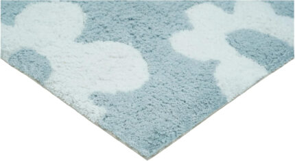 32" Blue And White Cotton Floral Bath Rug - Image 5
