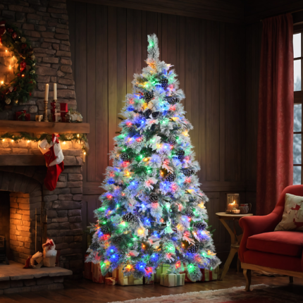 6' Pre Lit Extra Full Frosted Pine Christmas Tree With Decorations - Image 8