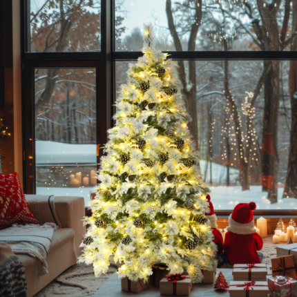 6' Pre Lit Extra Full Frosted Pine Christmas Tree With Decorations - Image 9