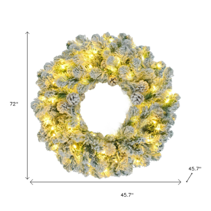 Three Piece Pre Lit Extra Full Frosted Pine Christmas Tree With Garland And Wreath Set - Image 11