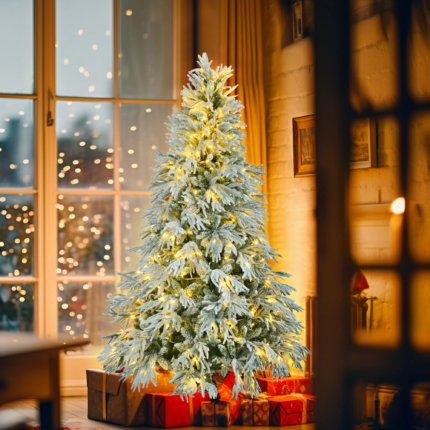 6' Pre Lit Extra Full Frosted Pine Christmas Tree - Image 6