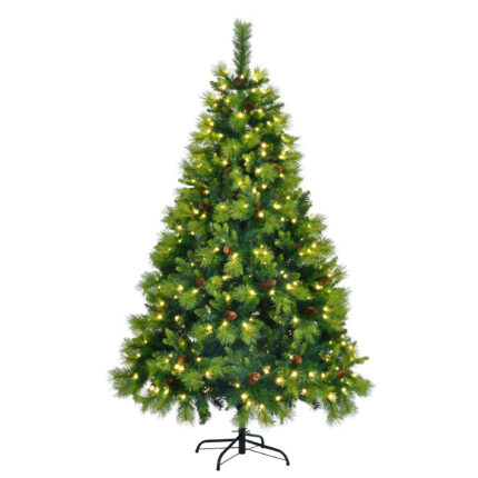 6' Pre Lit Extra Full Pine Christmas Tree With Garland And Wreath Set - Image 3