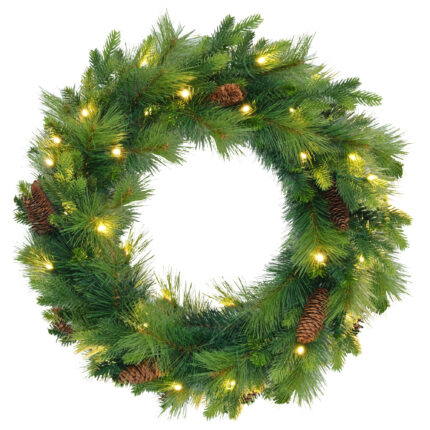 6' Pre Lit Extra Full Pine Christmas Tree With Garland And Wreath Set - Image 4