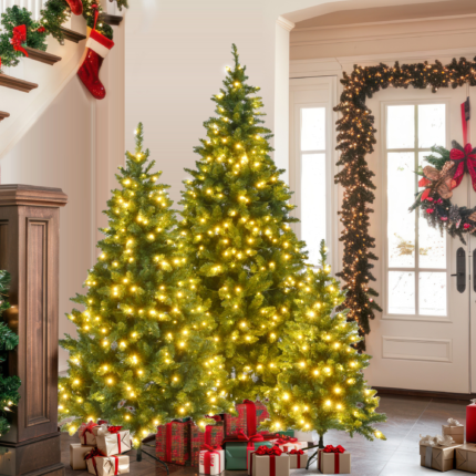 Three Piece Pre Lit Extra Full Frosted Pine Christmas Tree Set - Image 9