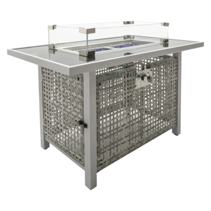 60000 BTU 45" Gray And Black Steel And Wicker Propane Fire Pit Table With Cover - Image 1