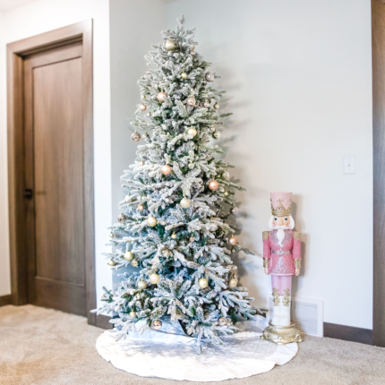 7' Slender Flocked Pine Christmas Tree - Image 6