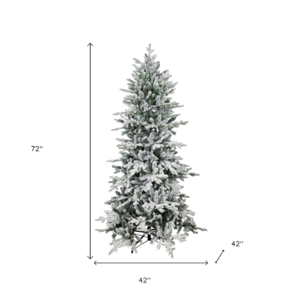 6' Slender Flocked Pine Christmas Tree - Image 9