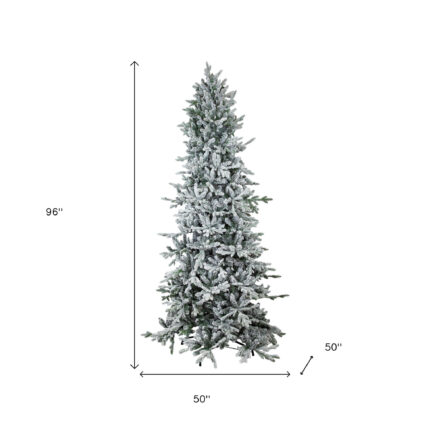8' Slender Flocked Pine Christmas Tree - Image 12